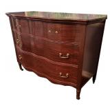 BR - Vintage Wooden Dresser with Curved Front and Brass Handles
