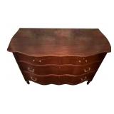 BR - Vintage Wooden Dresser with Curved Front and Brass Handles