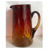 MB - Two Vintage Amberina Glass Pitchers and One Vintage Coin Dot Amberina Cruet