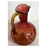 MB - Two Vintage Amberina Glass Pitchers and One Vintage Coin Dot Amberina Cruet