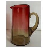 MB - Two Vintage Amberina Glass Pitchers and One Vintage Coin Dot Amberina Cruet