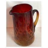 MB - Two Vintage Amberina Glass Pitchers and One Vintage Coin Dot Amberina Cruet