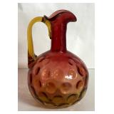 MB - Two Vintage Amberina Glass Pitchers and One Vintage Coin Dot Amberina Cruet