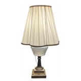 MB - Vintage Table Lamp with Etched Glass and Marble Base