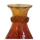 MB - Pair of Antique Hand Blown Amberina Glass Vases with Rigaree