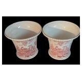 MB - Pair of Vintage Royal Crown Derby Porcelain Vases with Bird Motif
