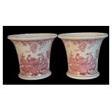 MB - Pair of Vintage Royal Crown Derby Porcelain Vases with Bird Motif
