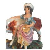 MB - Pair of Vintage Old Staffordshire Ware England Figurines with Cows