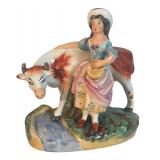 MB - Pair of Vintage Old Staffordshire Ware England Figurines with Cows
