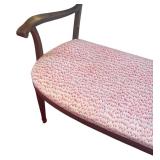 MB - Vintage Wooden Bench with Pink Patterned Upholstered Seat