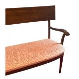 MB - Vintage Wooden Bench with Pink Patterned Upholstered Seat