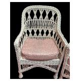MB - Pair of Vintage White Wicker Chairs