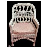 MB - Pair of Vintage White Wicker Chairs