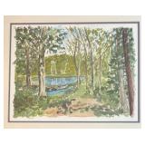 MB - Framed Original Watercolor Landscape Painting