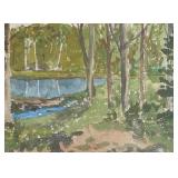 MB - Framed Original Watercolor Landscape Painting