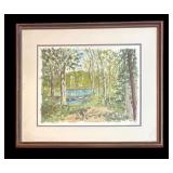 MB - Framed Original Watercolor Landscape Painting