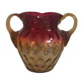 MB - Set of 2 Antique Amberina Art Glass Vases