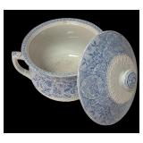 MB - Vintage AF & Co Cashmere Staffordshire Blue and White Chamberpot with Lid