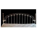 MB - King Size Metal Bed Frame with Brass Accents and Decorative Headboard