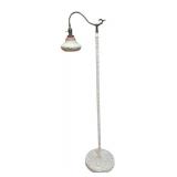 MB - Vintage Wicker Floor Lamp with Floral Glass Shade