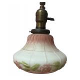 MB - Vintage Wicker Floor Lamp with Floral Glass Shade