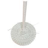 MB - Vintage Wicker Floor Lamp with Floral Glass Shade