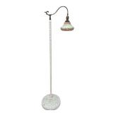 MB - Vintage Wicker Floor Lamp with Floral Glass Shade