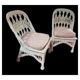 MB - Pair of Vintage White Wicker Chairs