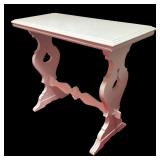 MB - Vintage White Wooden Accent Table with Ornate Legs