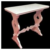 MB - Vintage White Wooden Accent Table with Ornate Legs