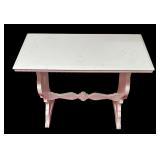 MB - Vintage White Wooden Accent Table with Ornate Legs