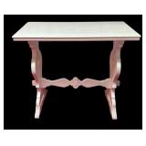 MB - Vintage White Wooden Accent Table with Ornate Legs