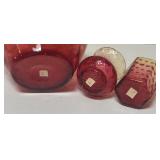 MB - Set of 3 Antique Amberina Glass Vases