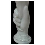 MB - Vintage Milk Glass Hand Vase