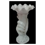 MB - Vintage Milk Glass Hand Vase