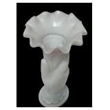 MB - Vintage Milk Glass Hand Vase