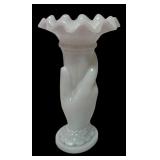 MB - Vintage Milk Glass Hand Vase