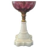 MB - Vintage Table Lamp with White Glass Base Swirled Glass Accent