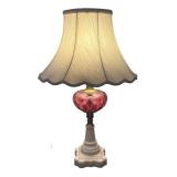 MB - Vintage Table Lamp with White Glass Base Swirled Glass Accent