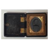 MB - Set of 2 Vintage Photo Case Boxes with Antique Tintype Portraits