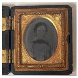 MB - Set of 2 Vintage Photo Case Boxes with Antique Tintype Portraits