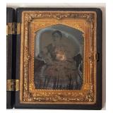 MB - Set of 2 Vintage Photo Case Boxes with Antique Tintype Portraits