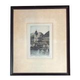 MB - Hans Figura Aquatint Etching Print St. Wolfgang Austria