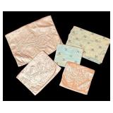 MB - Set of 5 Vintage Satin Beauty Bags Assorted Embroidery Designs