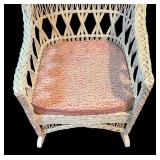 MB - Vintage White Wicker Rocking Chair