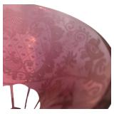 MB - Vintage Ruby Cut to Clear Glass Vase with Etched Floral Design