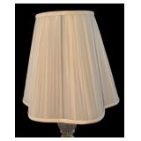 MB - Vintage Glass and Brass Table Lamp with Pleated Shade