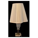 MB - Vintage Glass and Brass Table Lamp with Pleated Shade