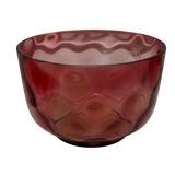 MB - Vintage Blown Glass Pitcher and Two Bowls Amberina Dot Pattern