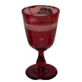 MB - Set of 3 Vintage Red Glass Goblets and Mug